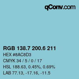カラーコード: RGB 138.7 200.6 211 | qconv.com