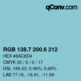 カラーコード: RGB 138.7 200.6 212 | qconv.com