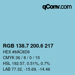 カラーコード: RGB 138.7 200.6 217 | qconv.com