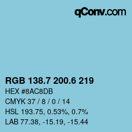 カラーコード: RGB 138.7 200.6 219 | qconv.com