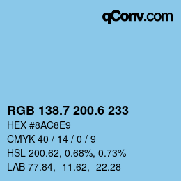 カラーコード: RGB 138.7 200.6 233 | qconv.com