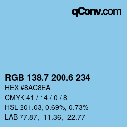 カラーコード: RGB 138.7 200.6 234 | qconv.com