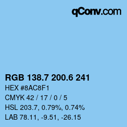 カラーコード: RGB 138.7 200.6 241 | qconv.com