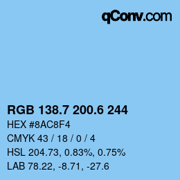 カラーコード: RGB 138.7 200.6 244 | qconv.com