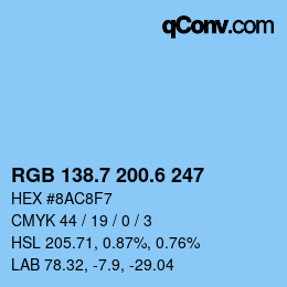 カラーコード: RGB 138.7 200.6 247 | qconv.com