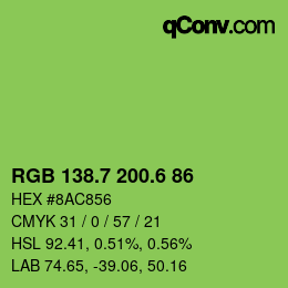 カラーコード: RGB 138.7 200.6 86 | qconv.com