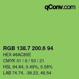 カラーコード: RGB 138.7 200.6 94 | qconv.com
