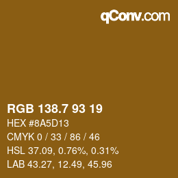 カラーコード: RGB 138.7 93 19 | qconv.com