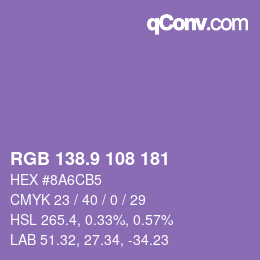 カラーコード: RGB 138.9 108 181 | qconv.com