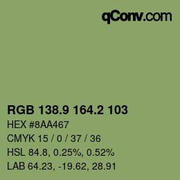 カラーコード: RGB 138.9 164.2 103 | qconv.com
