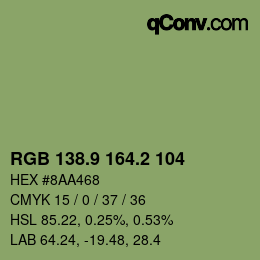 Color code: RGB 138.9 164.2 104 | qconv.com
