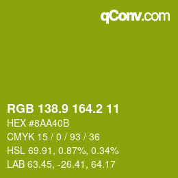 カラーコード: RGB 138.9 164.2 11 | qconv.com