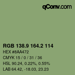 Color code: RGB 138.9 164.2 114 | qconv.com