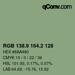 Color code: RGB 138.9 164.2 128 | qconv.com
