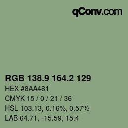 Color code: RGB 138.9 164.2 129 | qconv.com