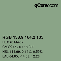 Color code: RGB 138.9 164.2 135 | qconv.com
