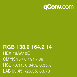 カラーコード: RGB 138.9 164.2 14 | qconv.com