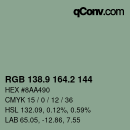 Color code: RGB 138.9 164.2 144 | qconv.com