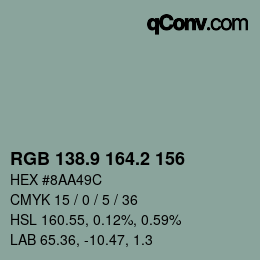 カラーコード: RGB 138.9 164.2 156 | qconv.com