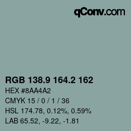 Color code: RGB 138.9 164.2 162 | qconv.com