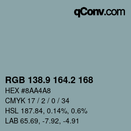 Color code: RGB 138.9 164.2 168 | qconv.com