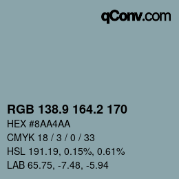 Color code: RGB 138.9 164.2 170 | qconv.com