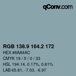Color code: RGB 138.9 164.2 172 | qconv.com