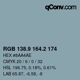 Color code: RGB 138.9 164.2 174 | qconv.com