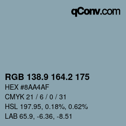 Color code: RGB 138.9 164.2 175 | qconv.com
