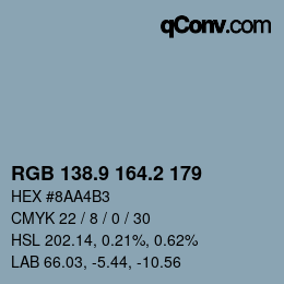 Color code: RGB 138.9 164.2 179 | qconv.com