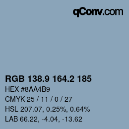 Color code: RGB 138.9 164.2 185 | qconv.com