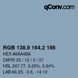 Color code: RGB 138.9 164.2 186 | qconv.com