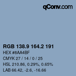 Color code: RGB 138.9 164.2 191 | qconv.com