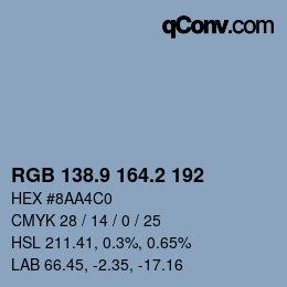 Color code: RGB 138.9 164.2 192 | qconv.com