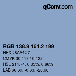Color code: RGB 138.9 164.2 199 | qconv.com