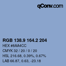 Color code: RGB 138.9 164.2 204 | qconv.com