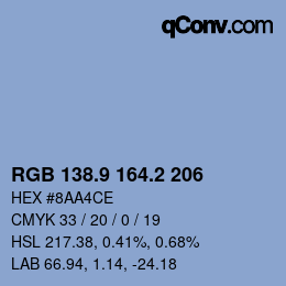 Color code: RGB 138.9 164.2 206 | qconv.com
