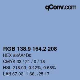 Color code: RGB 138.9 164.2 208 | qconv.com