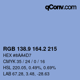 カラーコード: RGB 138.9 164.2 215 | qconv.com