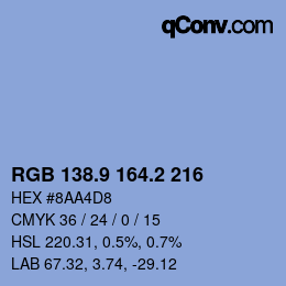 Color code: RGB 138.9 164.2 216 | qconv.com