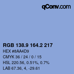 Color code: RGB 138.9 164.2 217 | qconv.com