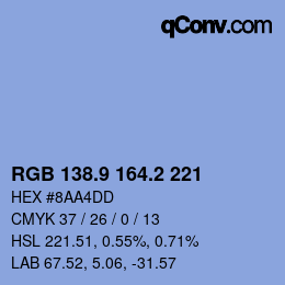 Color code: RGB 138.9 164.2 221 | qconv.com