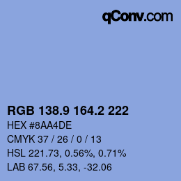 Color code: RGB 138.9 164.2 222 | qconv.com
