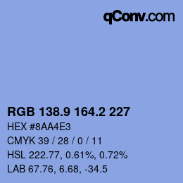 カラーコード: RGB 138.9 164.2 227 | qconv.com