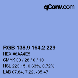 カラーコード: RGB 138.9 164.2 229 | qconv.com