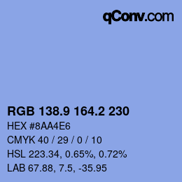 Color code: RGB 138.9 164.2 230 | qconv.com