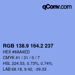 カラーコード: RGB 138.9 164.2 237 | qconv.com