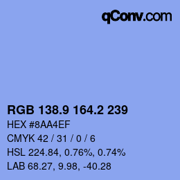カラーコード: RGB 138.9 164.2 239 | qconv.com