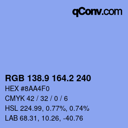 Color code: RGB 138.9 164.2 240 | qconv.com