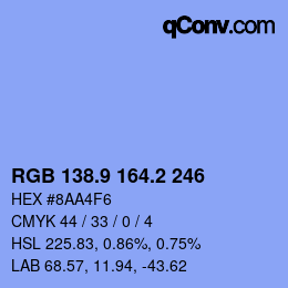 Color code: RGB 138.9 164.2 246 | qconv.com